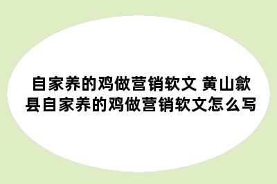 自家养的鸡做营销软文 黄山歙县自家养的鸡做营销软文怎么写